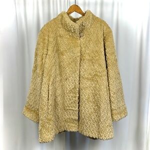 Vintage 'OLYMPIA' Faux Fur Swing Coat in Butter Yellow • L/XL